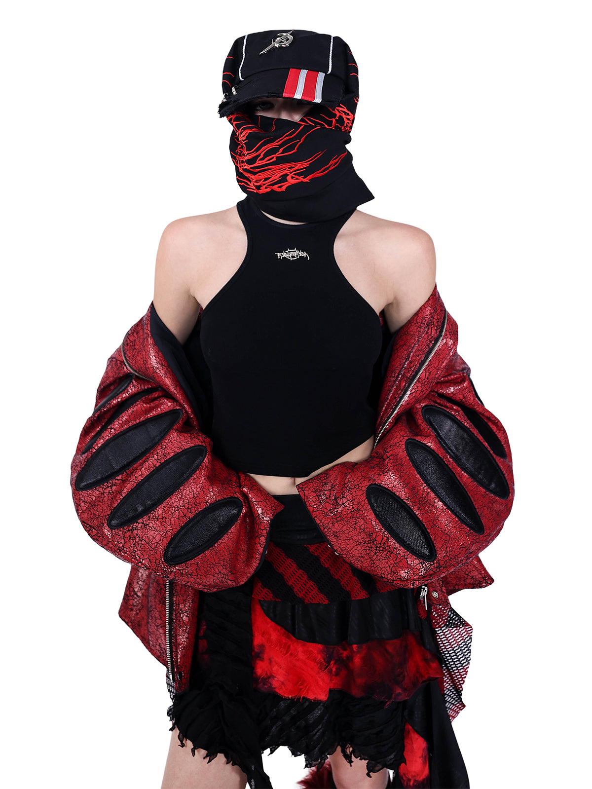 スカーフ付きバイザーキャップ