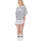 レース クロップド フーディ