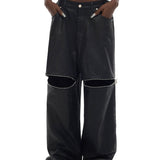 コーティングジップスリットジーンズ