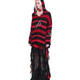 ダメージ加工 Vネック フーディ