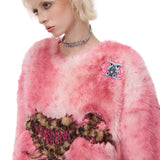 ヒョウ柄の心の毛織物シャツ