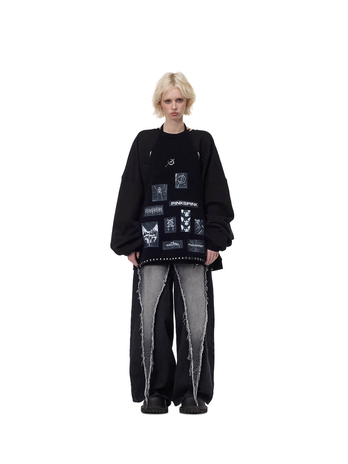 月の継ぎ目編み前掛け