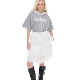 レース クロップド フーディ