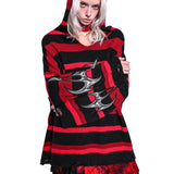 ダメージ加工 Vネック フーディ