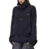 房飾り付き高襟編み物