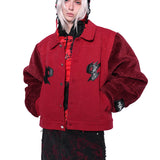 レオパードデニムボンバー