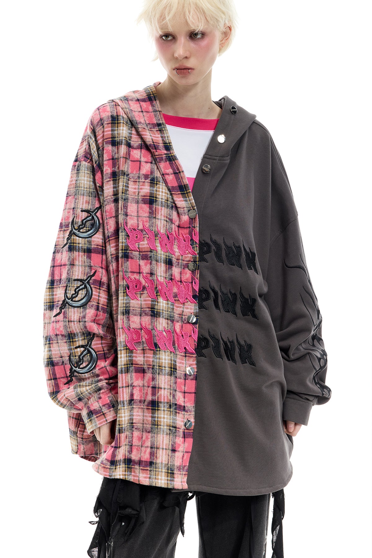 スプリットフーディーシャツ