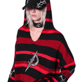 ダメージ加工 Vネック フーディ