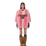 ヒョウ柄の心の毛織物シャツ