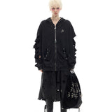 解体されたジップアップフーディ