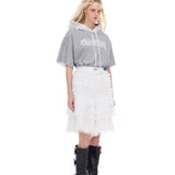 レース クロップド フーディ