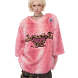 ヒョウ柄の心の毛織物シャツ