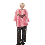 ヒョウ柄の心の毛織物シャツ