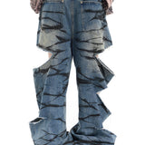 レイヤード リップド ジーンズ