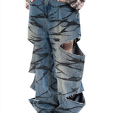 レイヤード リップド ジーンズ