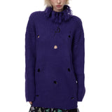 房飾り付き高襟編み物