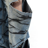 レイヤード リップド ジーンズ