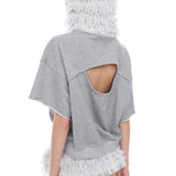 レース クロップド フーディ