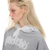 レース クロップド フーディ