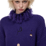 房飾り付き高襟編み物