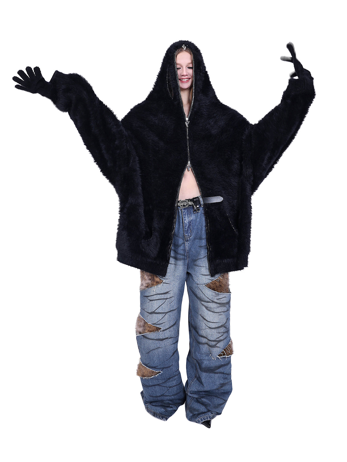 リバーシブルファーカーディガン