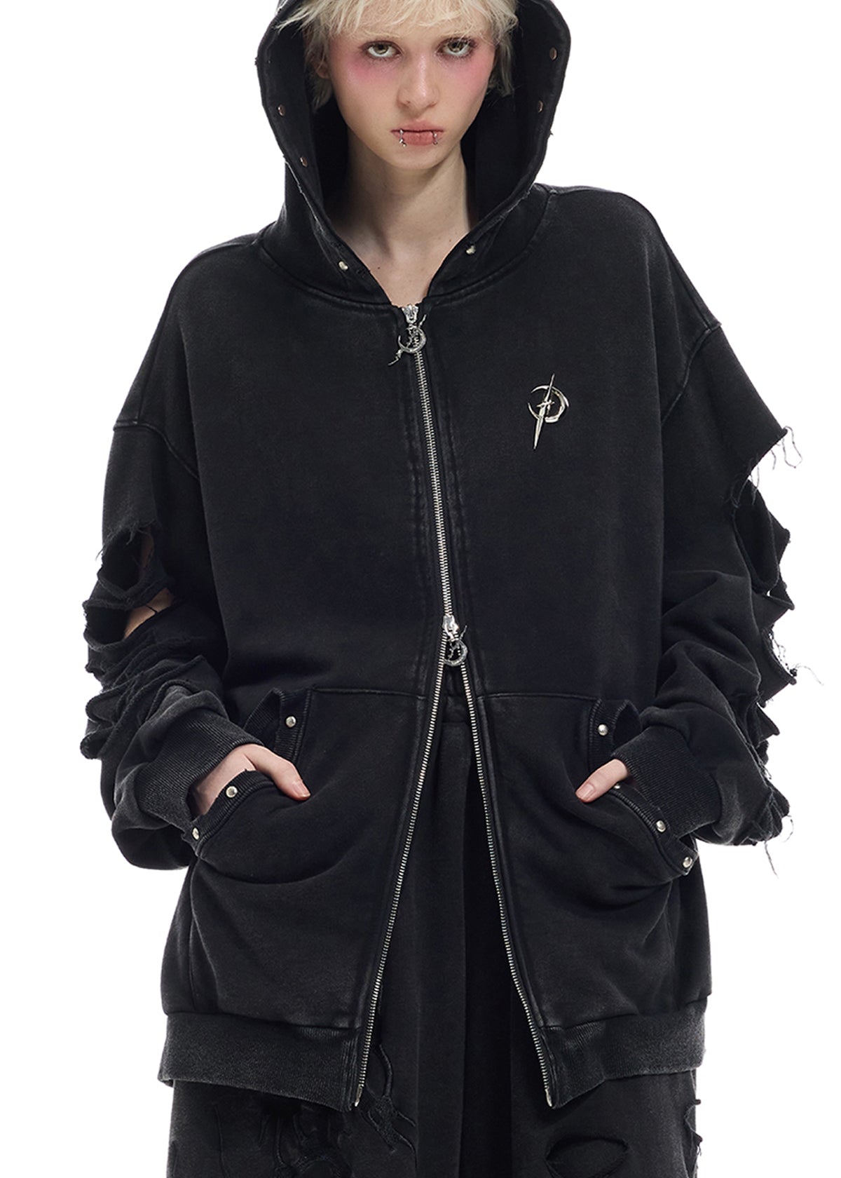 Deconstructed Zip-Up hoodie