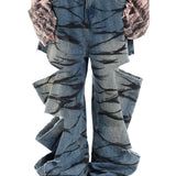 レイヤード リップド ジーンズ