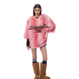 ヒョウ柄の心の毛織物シャツ