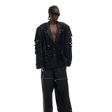 コーティングジップスリットジーンズ