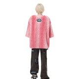 ヒョウ柄の心の毛織物シャツ