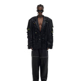 コーティングジップスリットジーンズ