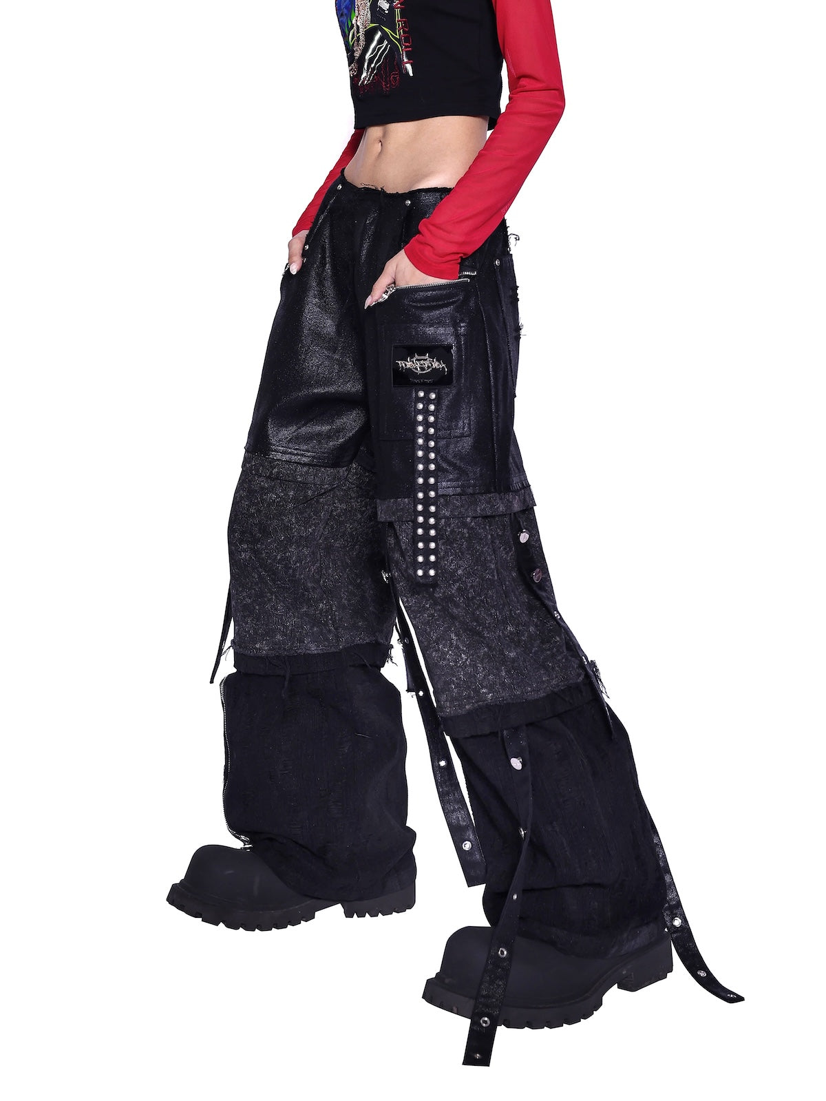 フラグメンテッドデニムジーンズ