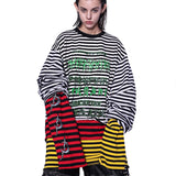 レイヤードストライプロングスリーブ